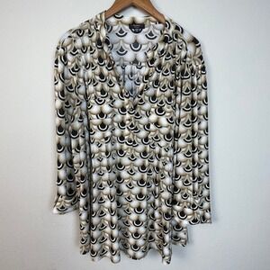 Cocomo‎ Women's Long Sleeve Top Geometric Button Casual Shirt Size 3X Workwear